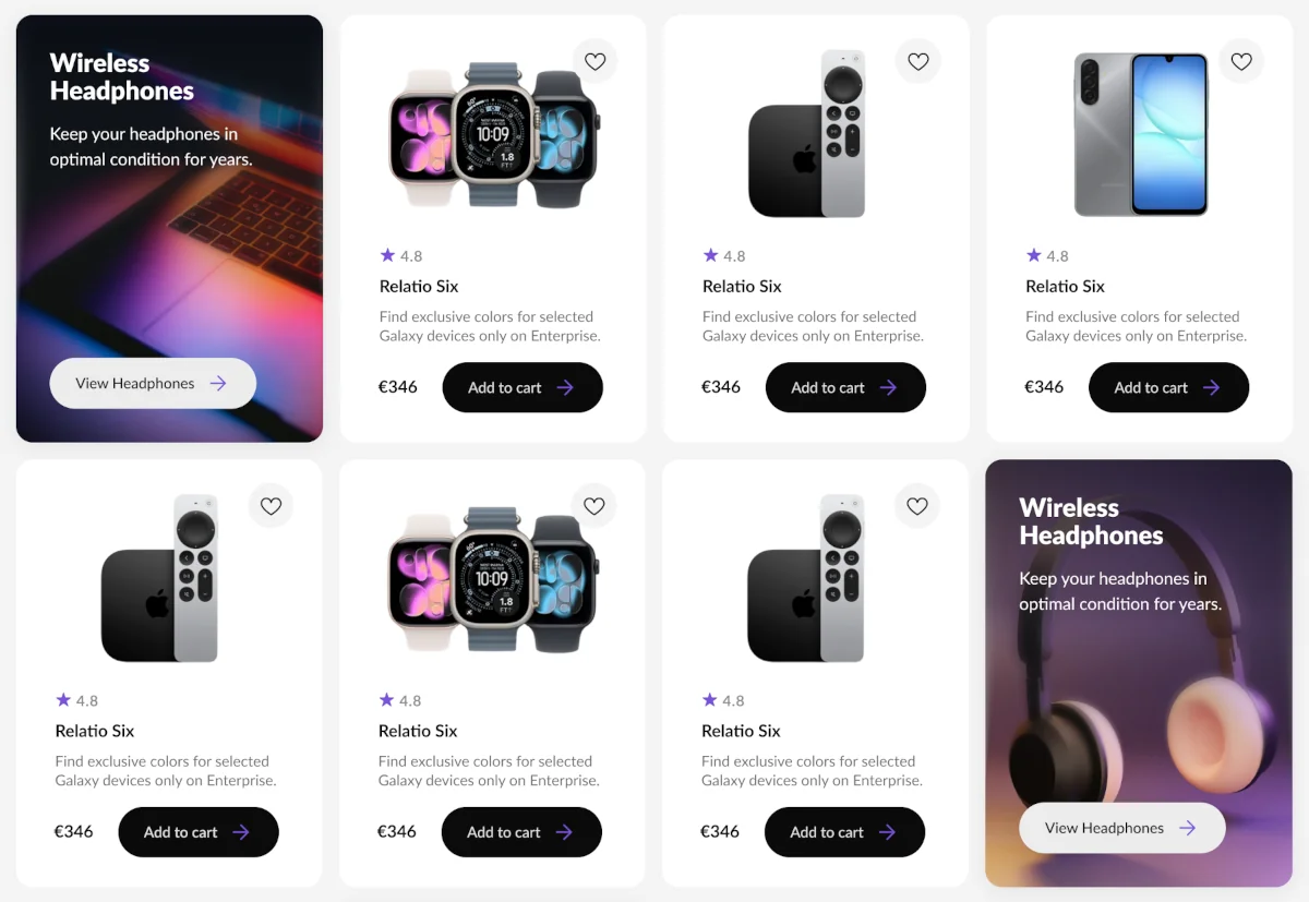 Product Listing Banners Screenshot