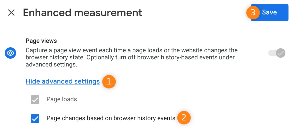Enhanced measurement settings screenshot